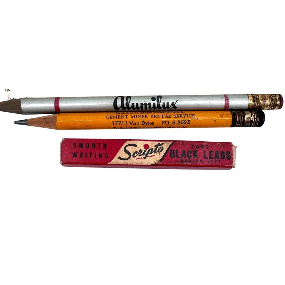 Vintage Detroit Advertising Pencils C&L Alumilux One-Way Trailer Scripto Leads
